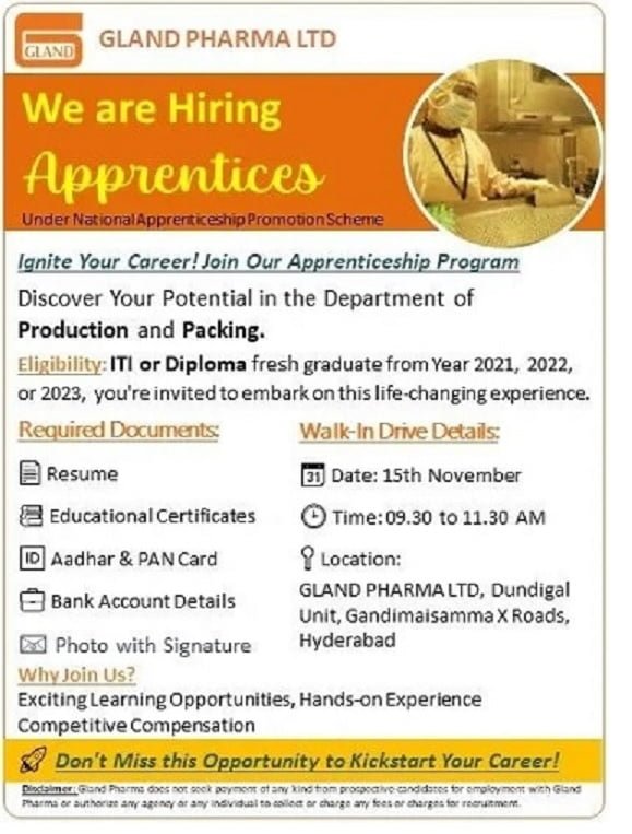 Gland Pharma-Walk-In Interview