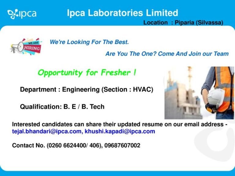 Ipca Laboratories Limited-Opening for Freshers 