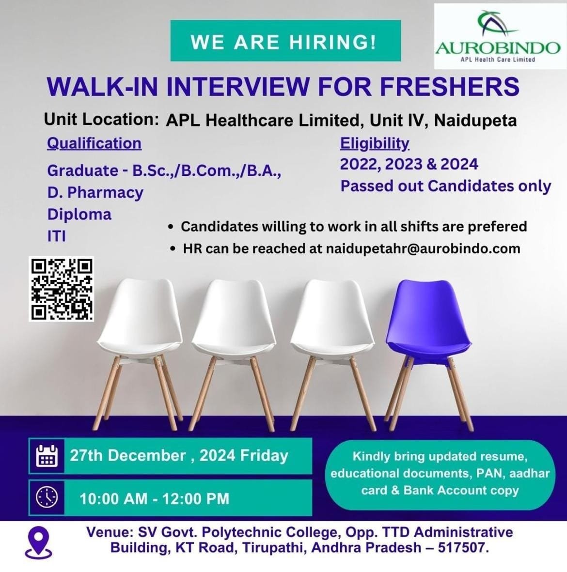 Indeed Jobs Aurobindo Pharma- Walk In Interview