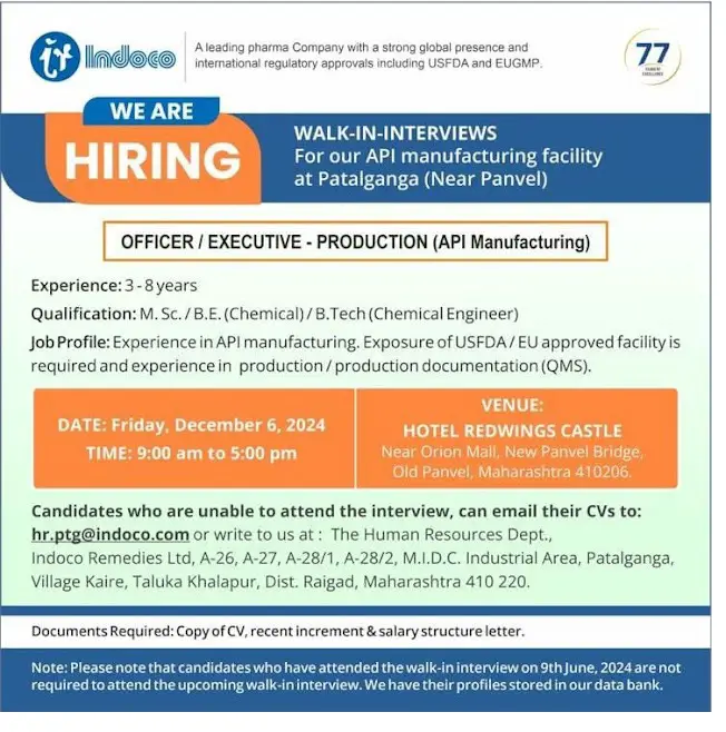 Indeed Jobs Indoco- Walk In Interview