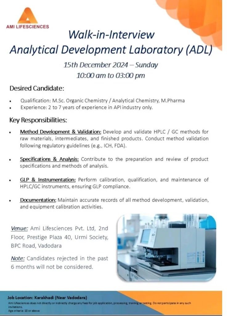 Indeed Jobs Ami Lifesciences Walk In Drive