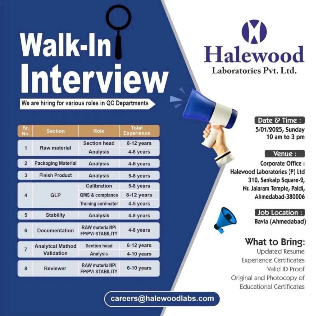 Indeed Jobs Halewood Laboratories (P) Ltd Walk-In Interview